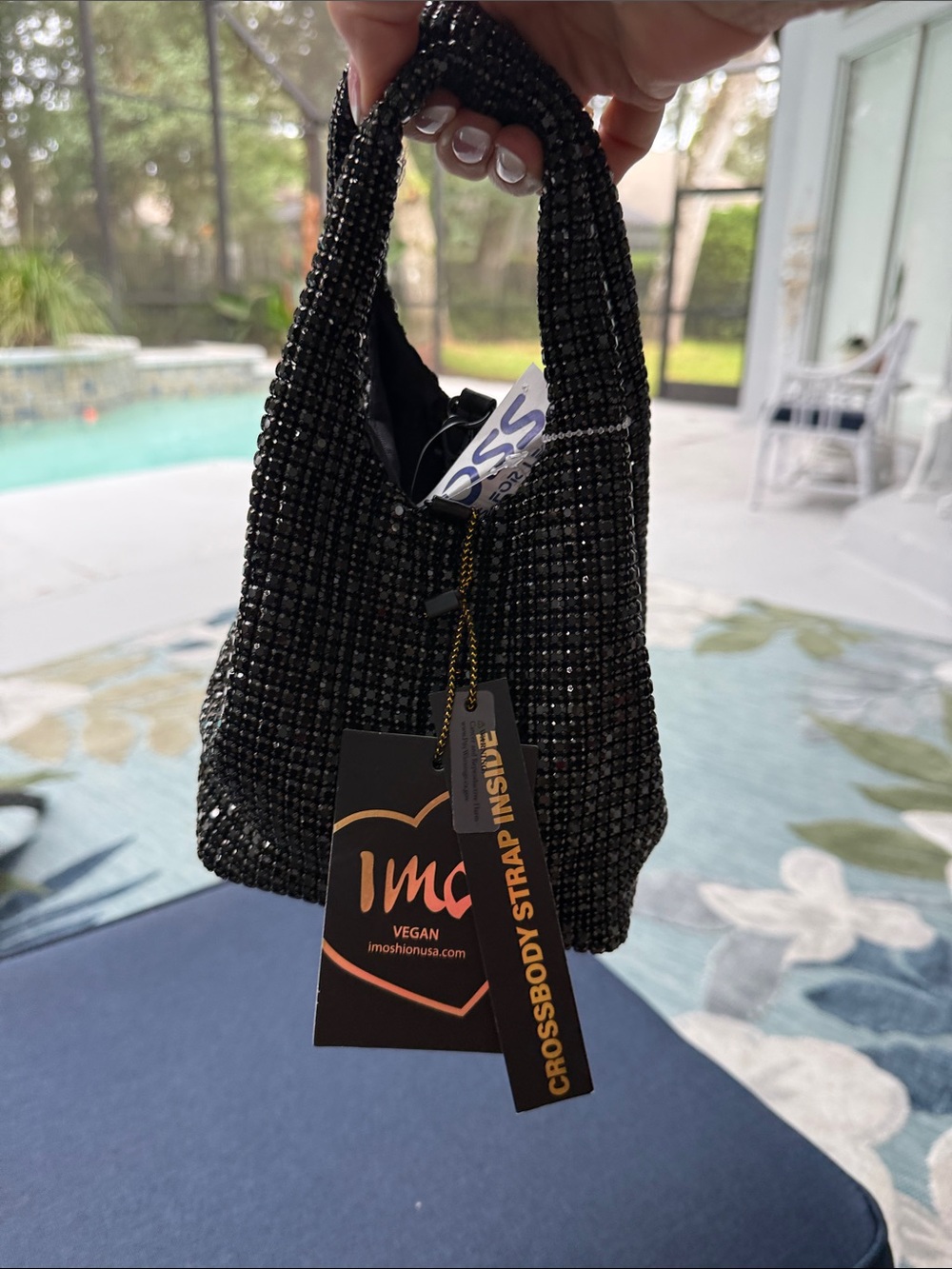 Black Beaded Mini Crossbody Bag